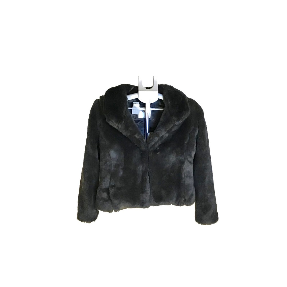 Abercrombie & Fitch Gray Cropped Faux Fur Coat Women’s SZ S NWT